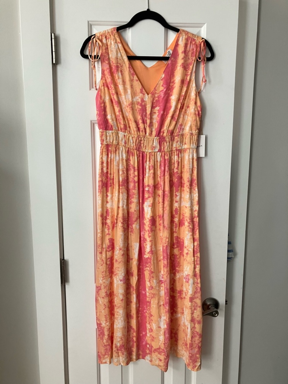 Japna Pink & Peach Tie-Dye Midi Dress
